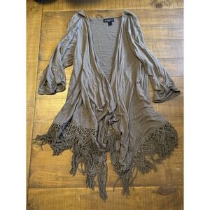 I.N. Studio Women's Open Front Cardigan Tassels Size 1X